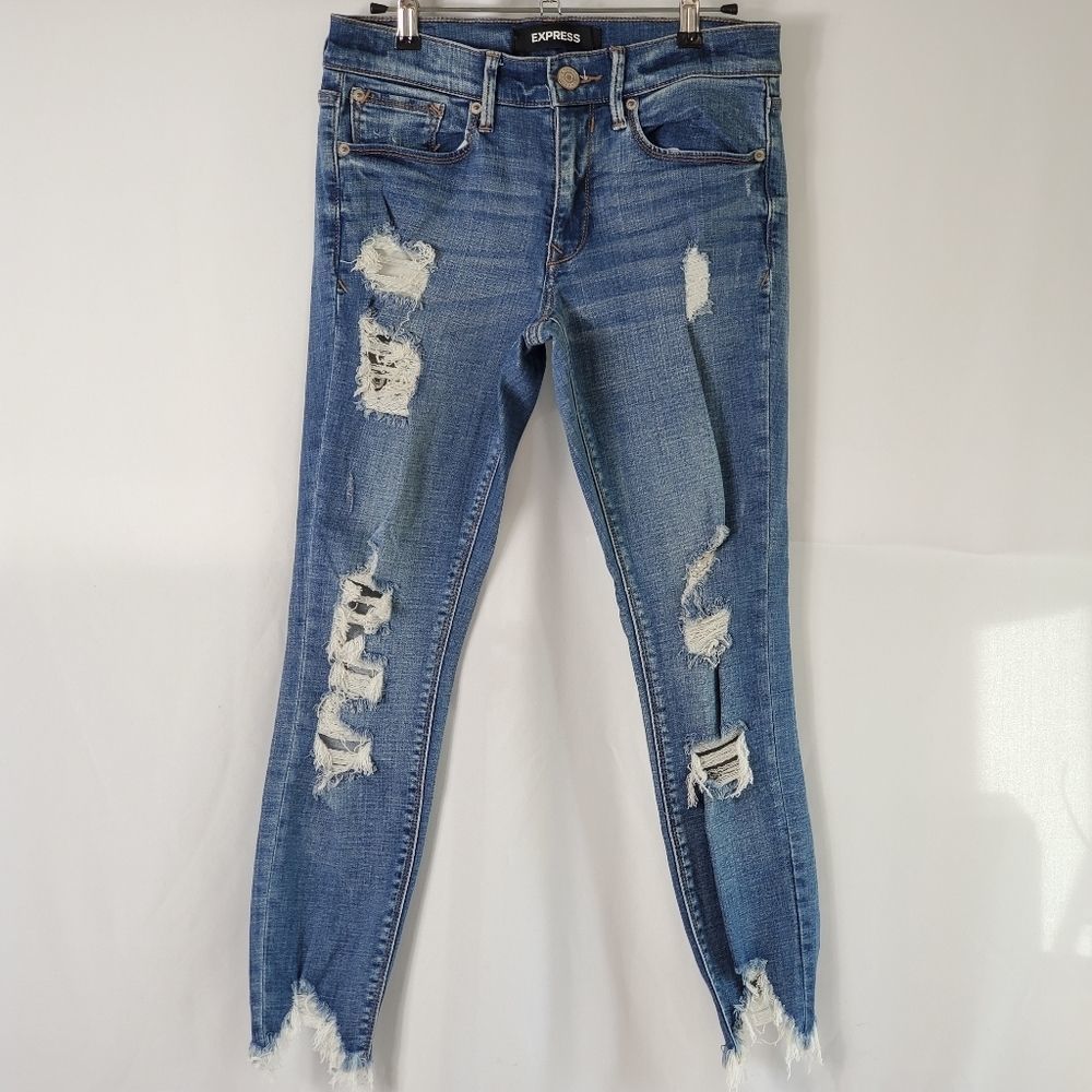 Express Mid Rise Distressed Ankle Leggings - Size 4P